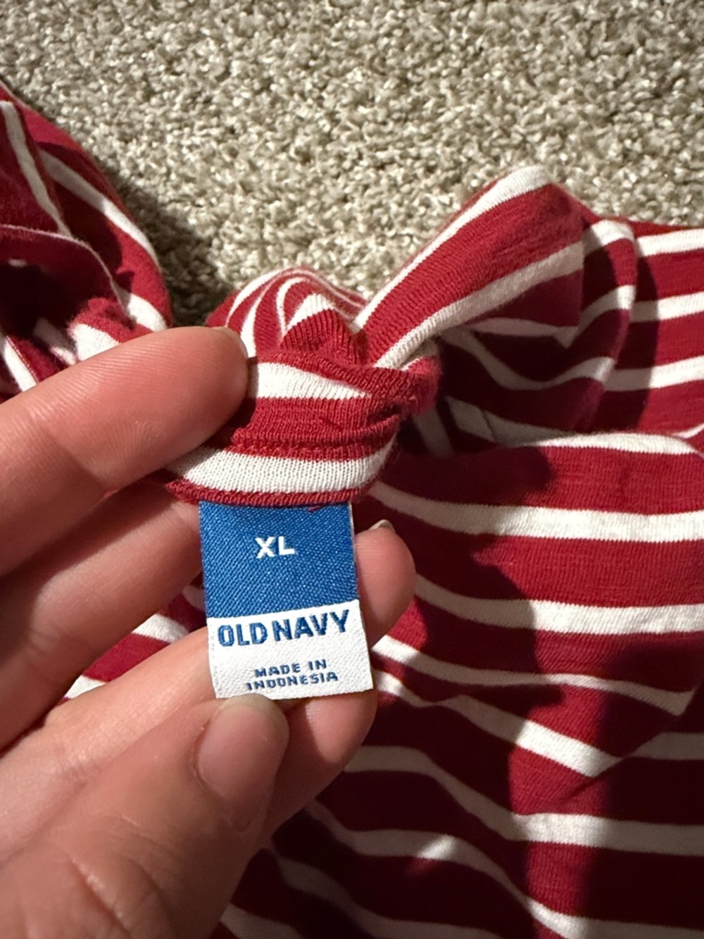 Old Navy Red and White Striped Midi Dress w/ Back Cut Outs - Picture 4 of 7